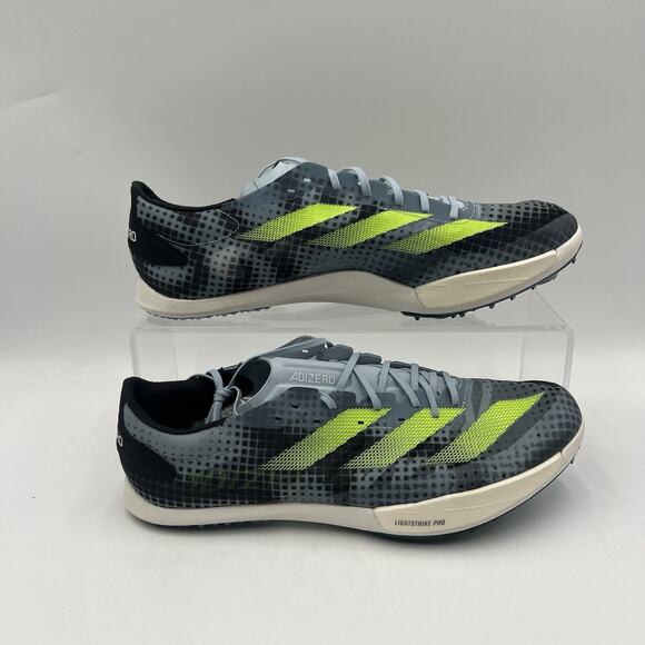 Mens Size 12.5 Adidas Adizero Ambition Low Wonder Blue Lucid Lemon Track IE2767 - Picture 1 of 5